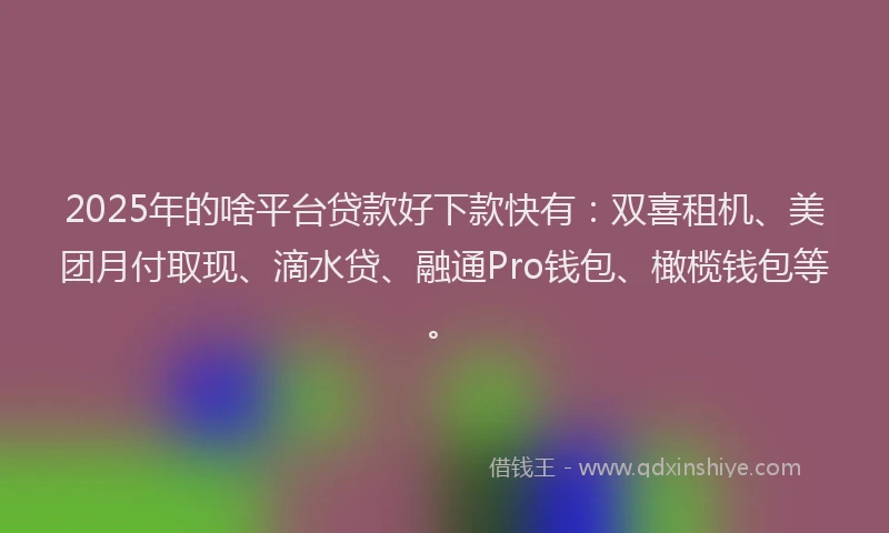 2025年的啥平台贷款好下款快有：双喜租机、美团月付取现、滴水贷、融通Pro钱包、橄榄钱包等。