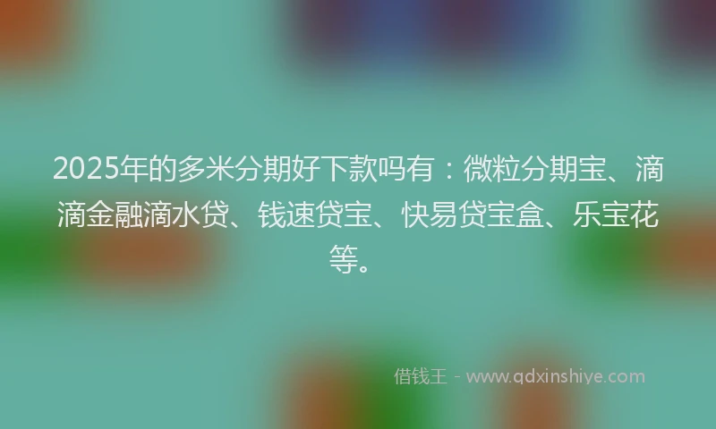2025年的多米分期好下款吗有：微粒分期宝、滴滴金融滴水贷、钱速贷宝、快易贷宝盒、乐宝花等。