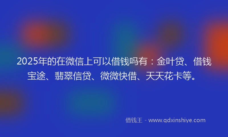 2025年的在微信上可以借钱吗有：金叶贷、借钱宝途、翡翠信贷、微微快借、天天花卡等。