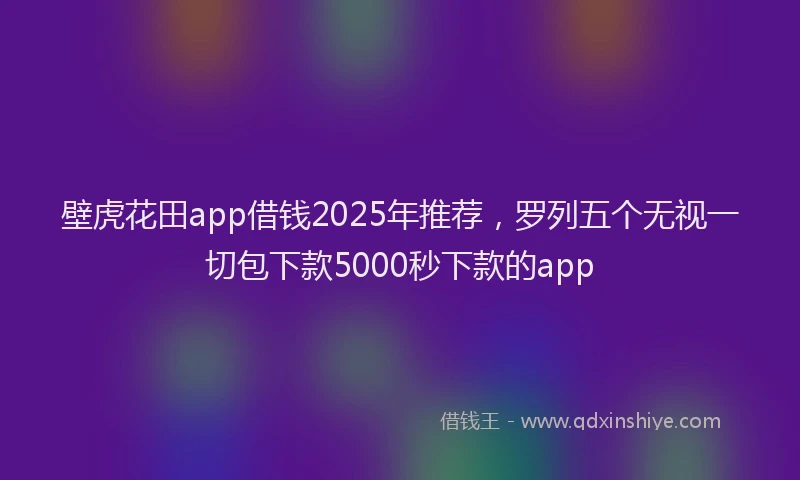壁虎花田app借钱2025年推荐，罗列五个无视一切包下款5000秒下款的app