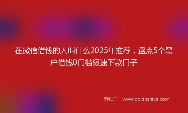 在微信借钱的人叫什么2025年推荐，盘点5个黑户借钱0门槛极速下款口子