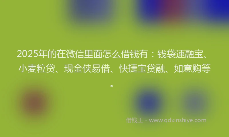 2025年的在微信里面怎么借钱有：钱袋速融宝、小麦粒贷、现金侠易借、快捷宝贷融、如意购等。
