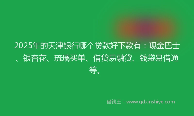 2025年的天津银行哪个贷款好下款有：现金巴士、银杏花、琉璃买单、借贷易融贷、钱袋易借通等。