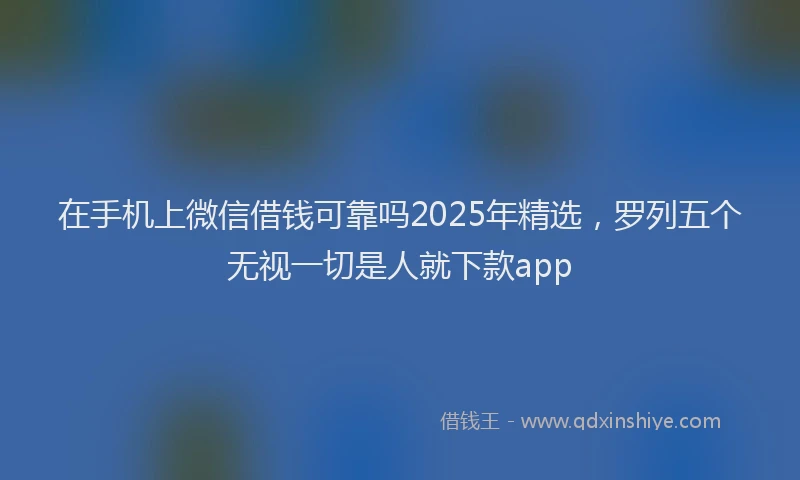 在手机上微信借钱可靠吗2025年精选，罗列五个无视一切是人就下款app