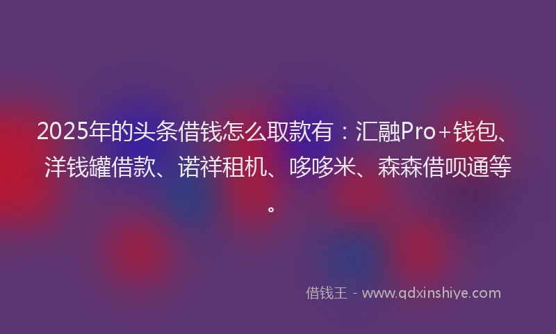 2025年的头条借钱怎么取款有：汇融Pro+钱包、洋钱罐借款、诺祥租机、哆哆米、森森借呗通等。