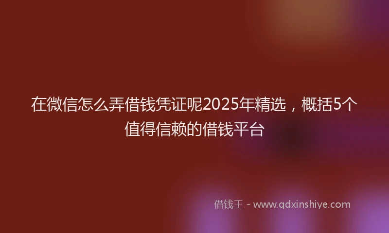 在微信怎么弄借钱凭证呢2025年精选,概括5个值得信赖的借钱平台