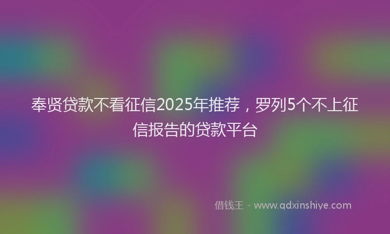 奉贤贷款不看征信2025年推荐，罗列5个不上征信报告的贷款平台