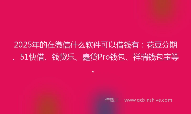 2025年的在微信什么软件可以借钱有：花豆分期、51快借、钱贷乐、鑫贷Pro钱包、祥瑞钱包宝等。