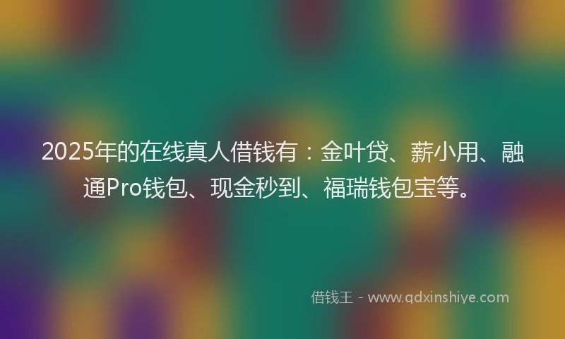 2025年的在线真人借钱有：金叶贷、薪小用、融通Pro钱包、现金秒到、福瑞钱包宝等。