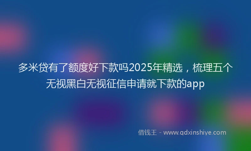 多米贷有了额度好下款吗2025年精选，梳理五个无视黑白无视征信申请就下款的app
