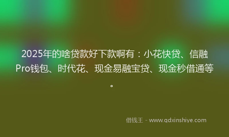 2025年的啥贷款好下款啊有：小花快贷、信融Pro钱包、时代花、现金易融宝贷、现金秒借通等。