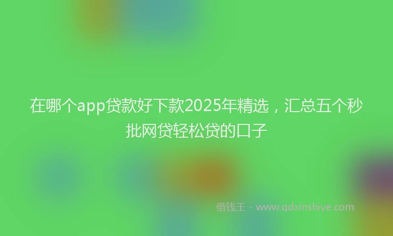 在哪个app贷款好下款2025年精选，汇总五个秒批网贷轻松贷的口子