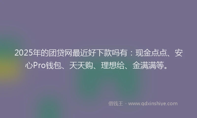 2025年的团贷网最近好下款吗有：现金点点、安心Pro钱包、天天购、理想给、金满满等。