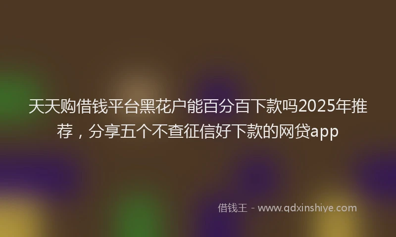 天天购借钱平台黑花户能百分百下款吗2025年推荐，分享五个不查征信好下款的网贷app