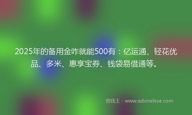 2025年的备用金咋就能500有：亿运通、轻花优品、多米、惠享宝券、钱袋易借通等。