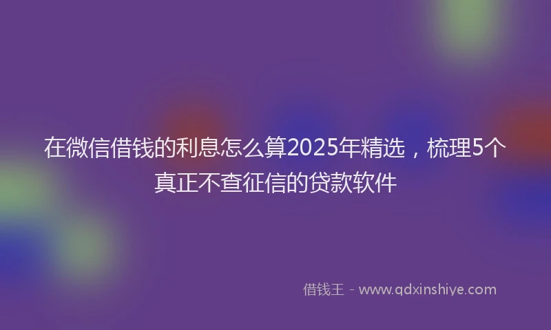 在微信借钱的利息怎么算2025年精选，梳理5个真正不查征信的贷款软件