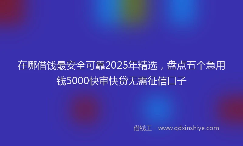 在哪借钱最安全可靠2025年精选，盘点五个急用钱5000快审快贷无需征信口子