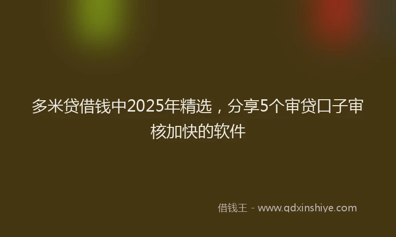 多米贷借钱中2025年精选，分享5个审贷口子审核加快的软件