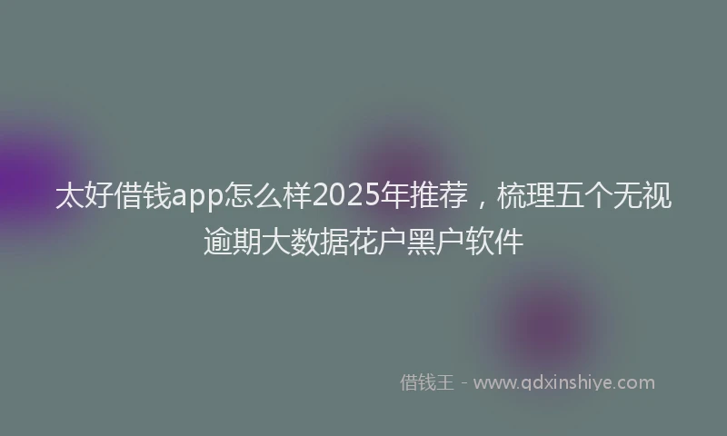 太好借钱app怎么样2025年推荐，梳理五个无视逾期大数据花户黑户软件