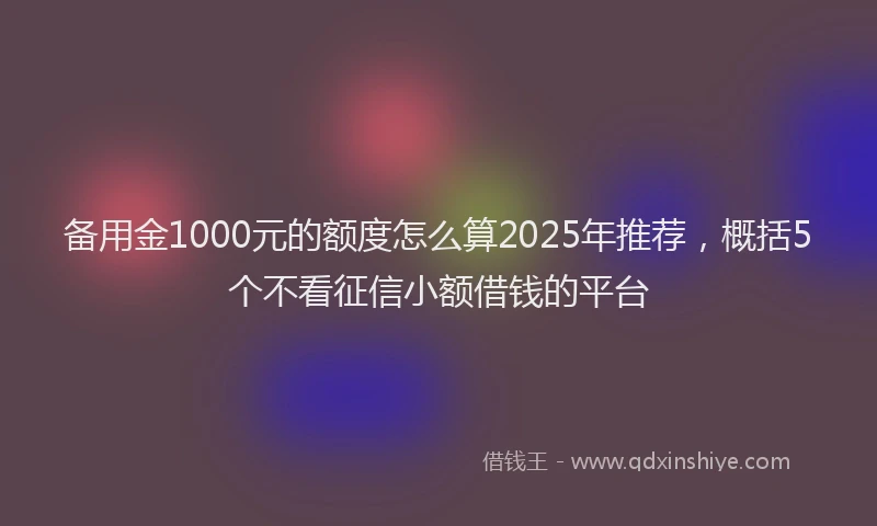 备用金1000元的额度怎么算2025年推荐，概括5个不看征信小额借钱的平台