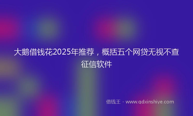 大鹅借钱花2025年推荐，概括五个网贷无视不查征信软件