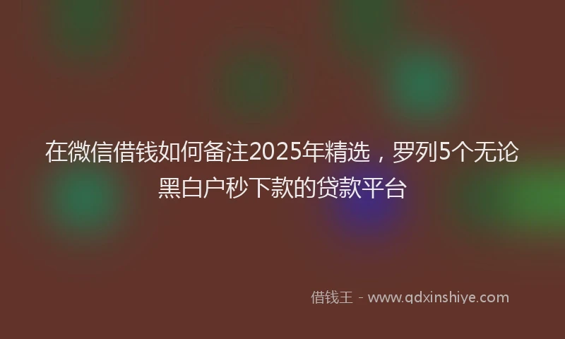 在微信借钱如何备注2025年精选，罗列5个无论黑白户秒下款的贷款平台