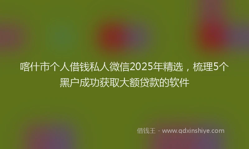 喀什市个人借钱私人微信2025年精选，梳理5个黑户成功获取大额贷款的软件