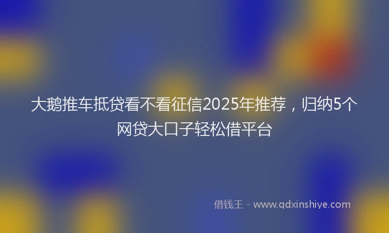 大鹅推车抵贷看不看征信2025年推荐，归纳5个网贷大口子轻松借平台