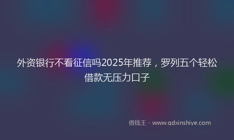 外资银行不看征信吗2025年推荐，罗列五个轻松借款无压力口子