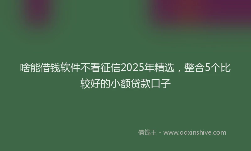啥能借钱软件不看征信2025年精选，整合5个比较好的小额贷款口子