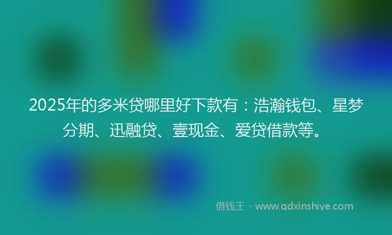 2025年的多米贷哪里好下款有：浩瀚钱包、星梦分期、迅融贷、壹现金、爱贷借款等。