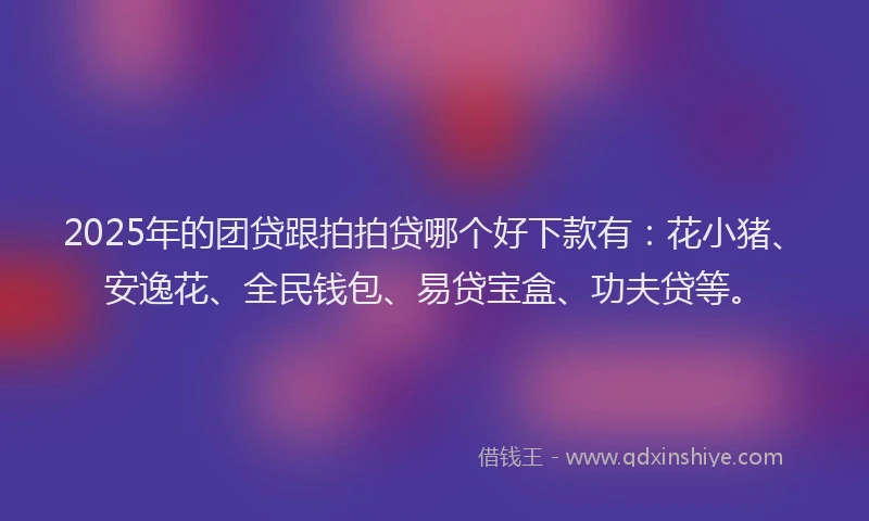 2025年的团贷跟拍拍贷哪个好下款有：花小猪、安逸花、全民钱包、易贷宝盒、功夫贷等。