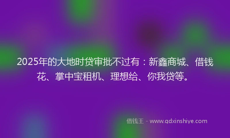 2025年的大地时贷审批不过有：新鑫商城、借钱花、掌中宝租机、理想给、你我贷等。