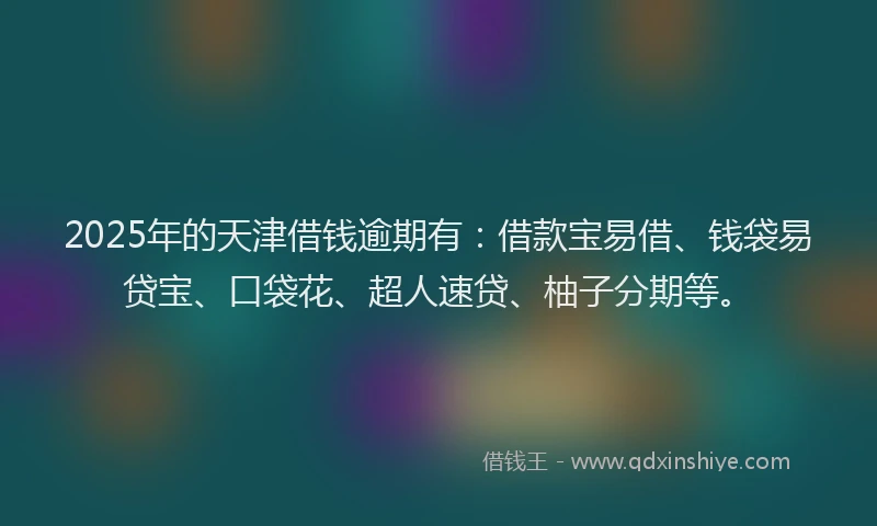 2025年的天津借钱逾期有：借款宝易借、钱袋易贷宝、口袋花、超人速贷、柚子分期等。