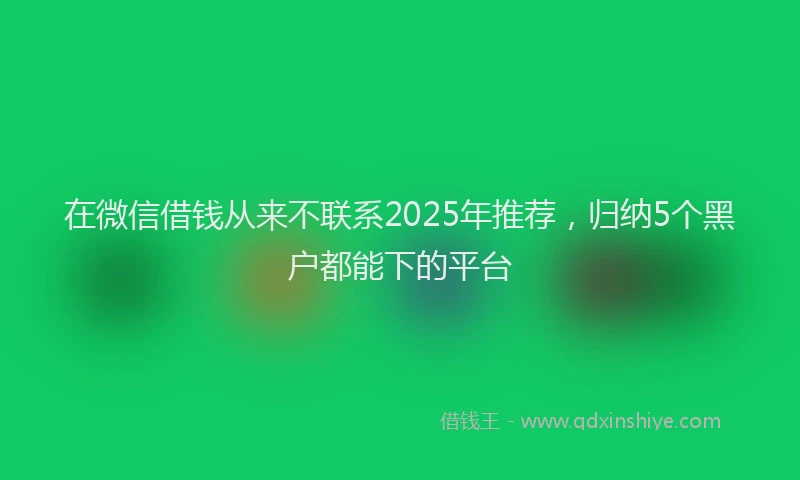 在微信借钱从来不联系2025年推荐，归纳5个黑户都能下的平台