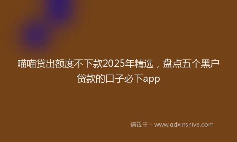 喵喵贷出额度不下款2025年精选，盘点五个黑户贷款的口子必下app