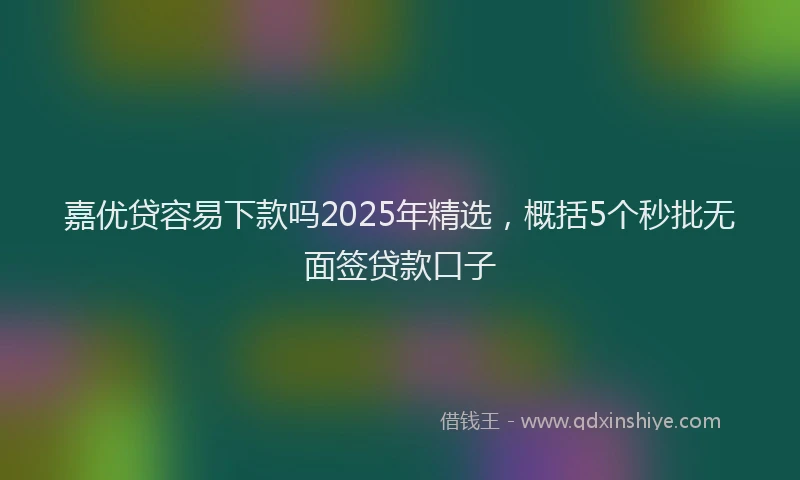嘉优贷容易下款吗2025年精选，概括5个秒批无面签贷款口子