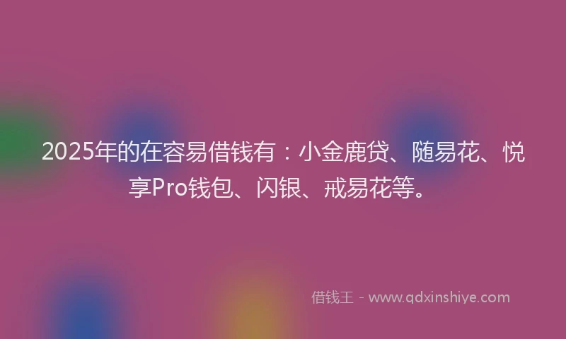 2025年的在容易借钱有：小金鹿贷、随易花、悦享Pro钱包、闪银、戒易花等。