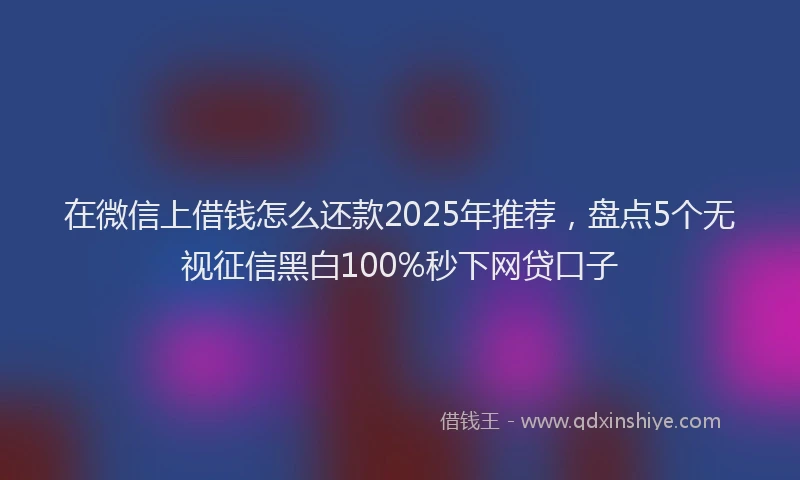 在微信上借钱怎么还款2025年推荐，盘点5个无视征信黑白100%秒下网贷口子