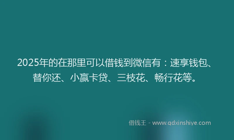2025年的在那里可以借钱到微信有：速享钱包、替你还、小赢卡贷、三枝花、畅行花等。