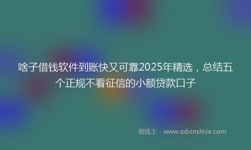啥子借钱软件到账快又可靠2025年精选，总结五个正规不看征信的小额贷款口子