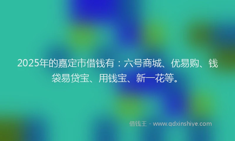 2025年的嘉定市借钱有：六号商城、优易购、钱袋易贷宝、用钱宝、新一花等。