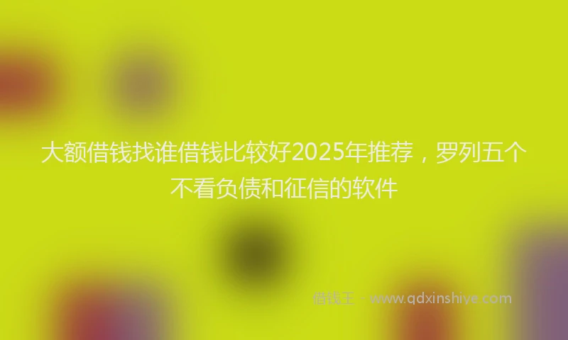 大额借钱找谁借钱比较好2025年推荐，罗列五个不看负债和征信的软件
