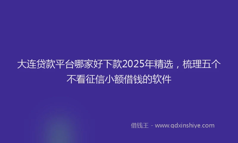大连贷款平台哪家好下款2025年精选，梳理五个不看征信小额借钱的软件