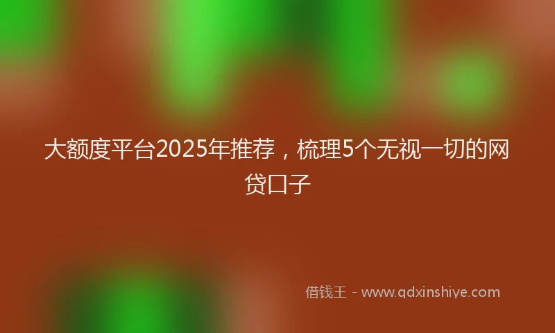 大额度平台2025年推荐，梳理5个无视一切的网贷口子