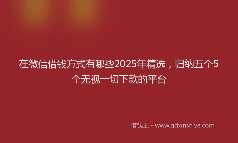 在微信借钱方式有哪些2025年精选，归纳五个5个无视一切下款的平台