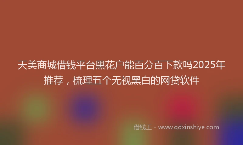 天美商城借钱平台黑花户能百分百下款吗2025年推荐，梳理五个无视黑白的网贷软件