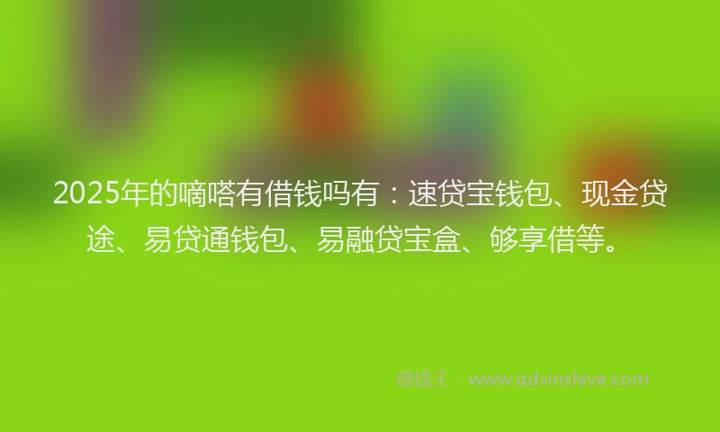 2025年的嘀嗒有借钱吗有：速贷宝钱包、现金贷途、易贷通钱包、易融贷宝盒、够享借等。