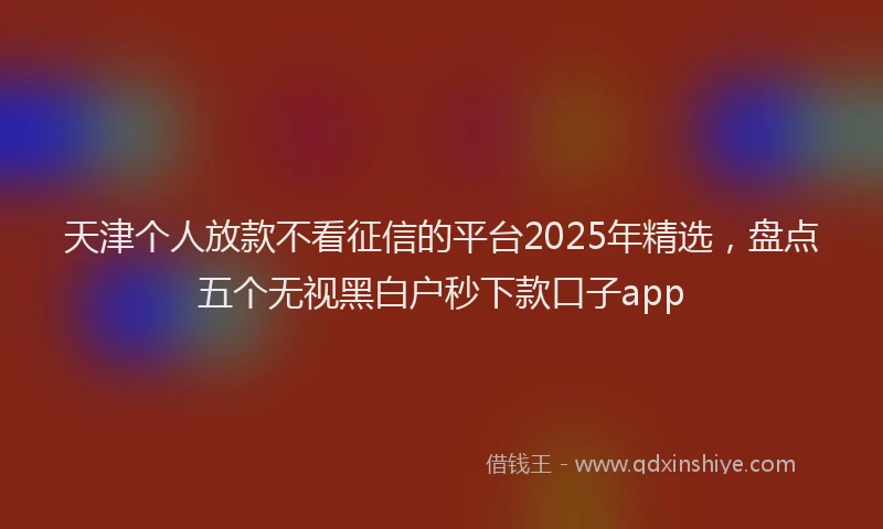 天津个人放款不看征信的平台2025年精选，盘点五个无视黑白户秒下款口子app