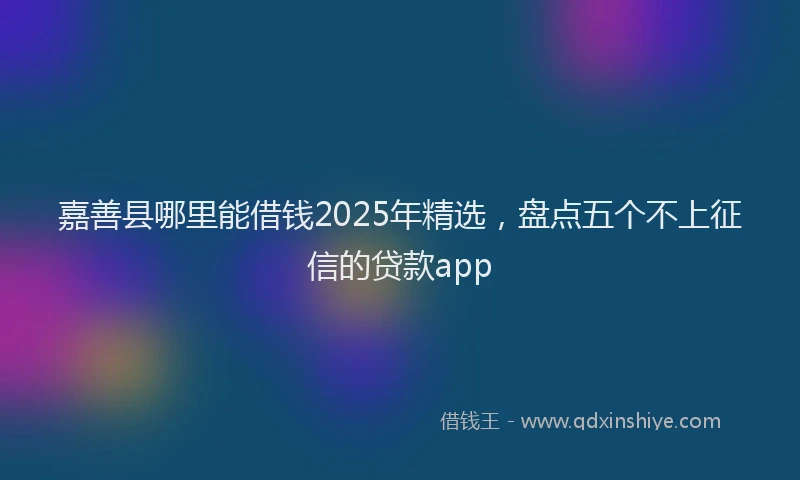 嘉善县哪里能借钱2025年精选，盘点五个不上征信的贷款app